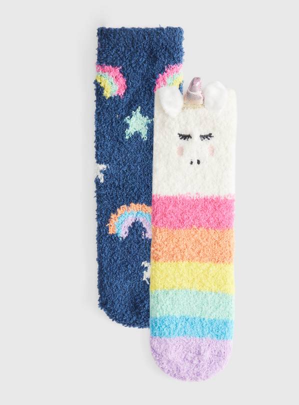 Multi-Coloured Unicorn-Themed Socks 2-Pack 3-5.5 Infant